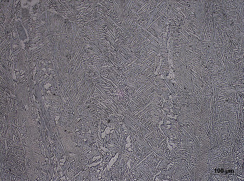 Fig. 1 Typical microstructure of EBM produced Ti-6Al-4V component with 35 mm diameter (image from centre point) [1]