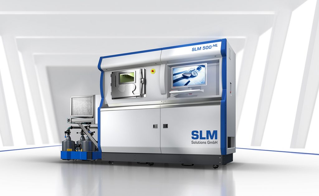Fig. 3 SLM Solutions’ flagship SLM®500HL can be fitted with up to 4 x 400 W lasers (Courtesy SLM Solutions Group)