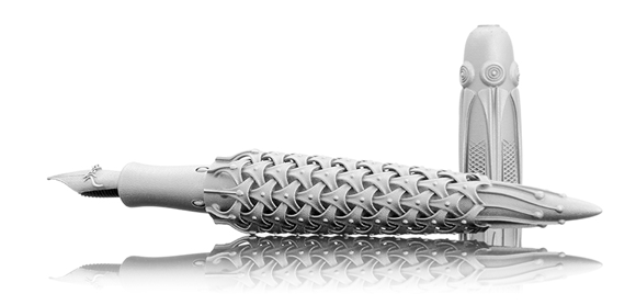 Additively manufactured titanium fountain pen and nib