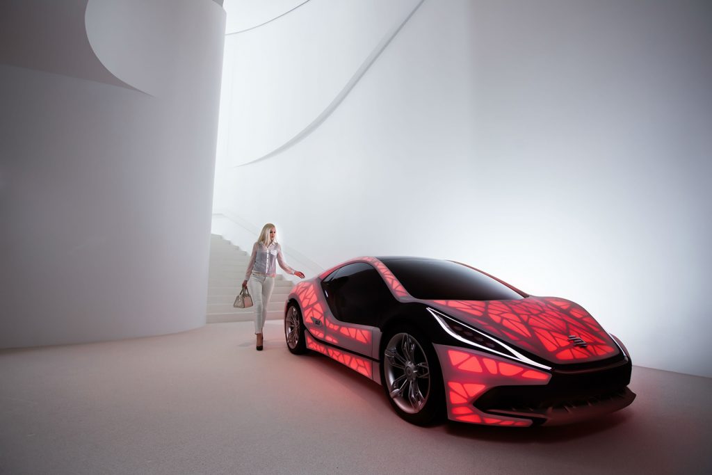 Fig. 1 The “EDAG Light Cocoon” concept car features a bionically optimised and additively manufactured vehicle structure