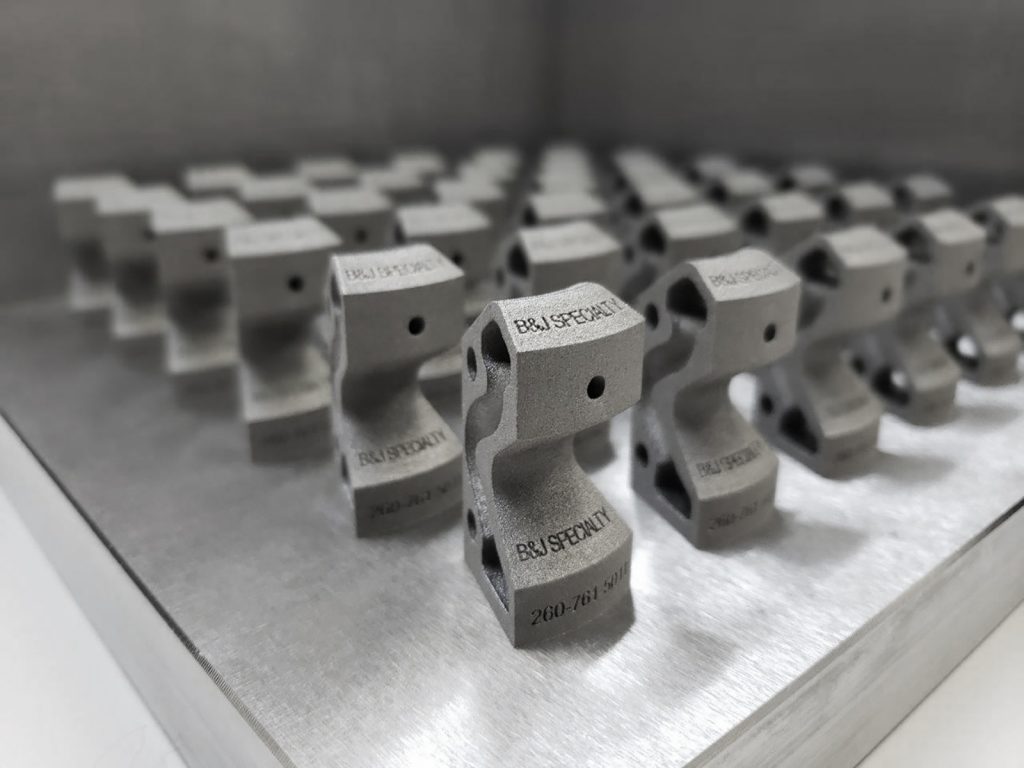 Fig. 3 Conformal cooling segments on a build plate at B&J Specialty