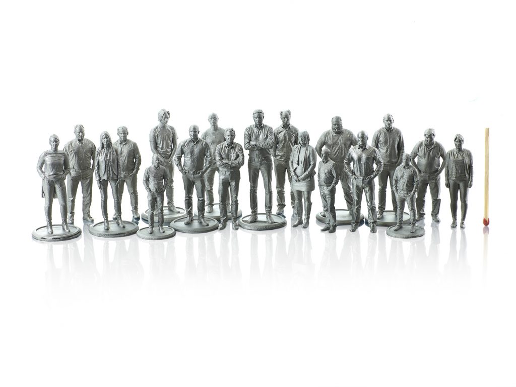 Fig. 11 In 2017, in a demonstration of the high resolution achievable using its technology, Digital Metal produced a batch of figurines representing a part of its team. Standing at roughly the same height as a matchstick, the figurines have toured with Digital Metal to some of the Additive Manufacturing industry’s key events