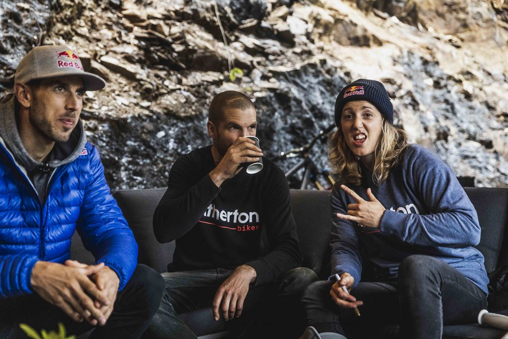 Fig. 12 Gee, Dan and Rachel Atherton taking time out at their bike park in Mid Wales (Courtesy Moonhead Media)