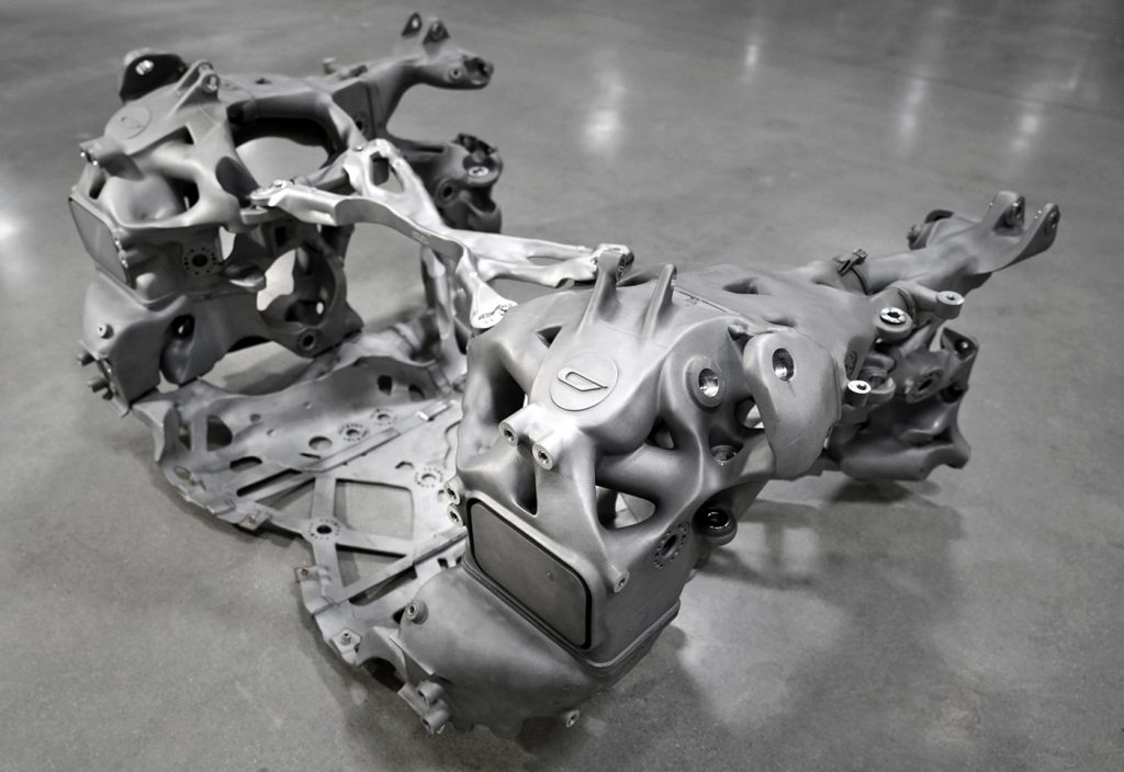 Fig. 12 The assembled rear structure, showing the extent to which metal Additive Manufacturing has been used on the 21C (Courtesy Czinger Vehicles)