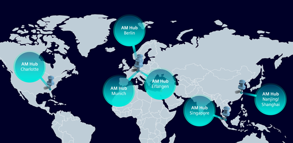 Siemens’ has a number of AM Hubs around the world (Courtesy Siemens)