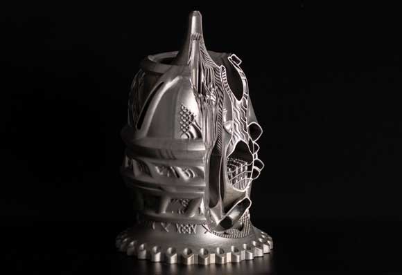 The aerospike nozzle was designed by Hyperganic and additively manufactured by EOS and AMCM (Courtesy EOS/Hyperganic)
