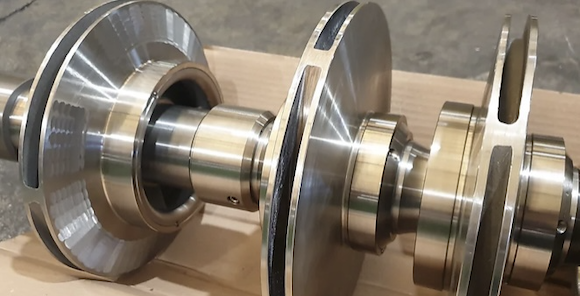 A centrifugal pump rotor with AM impellers at Baker Hughes Bari service facility in Italy (Courtesy Baker Hughes/Shell)