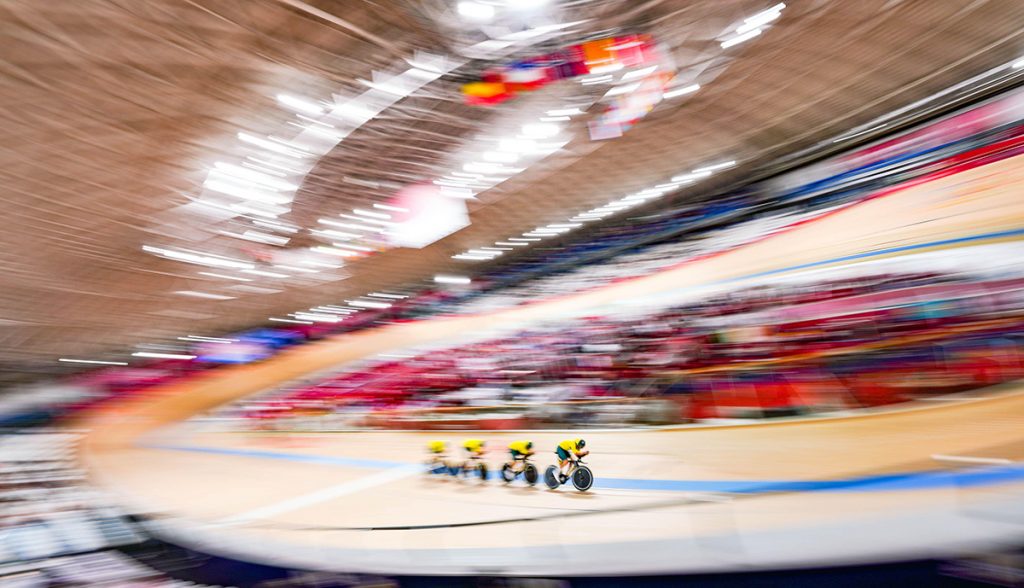 Fig. 1 Team Australia's Kelland O'Brien, Sam Welsford, Leigh Howard, and Alexander Porter pictured during the qualifying round of the Men's Team Pursuit at the Tokyo 2020 Olympic Games (Photo credit Shutaro Mochizuki/AFLO/Alamy Live News)
