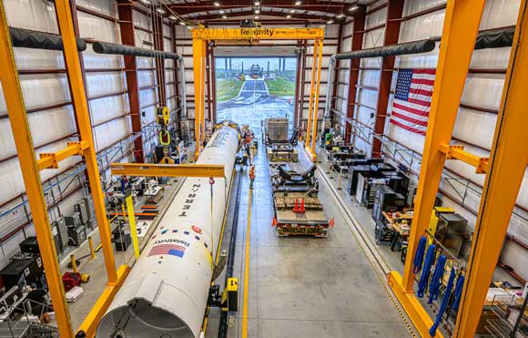 Stage 1 of the launch has commenced with the Terran 1 rocket now located in the hangar at Launch Complex 16 in Cape Canaveral, Florida, USA (Courtesy Relativity Space)