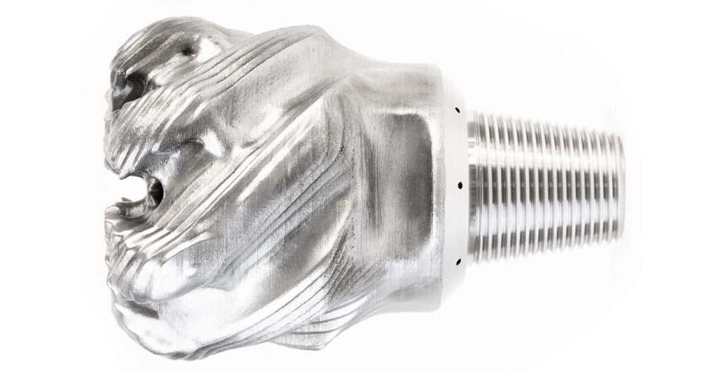 Fig. 7 Large drill bit additively manufactured in Inconel 718 (Courtesy PrinterPrezz)