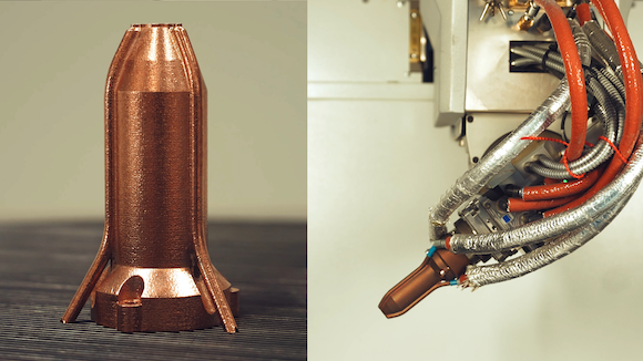 toolcraft additively manufactured a novel copper nozzle for use on its LMD machine (Courtesy toolcraft)