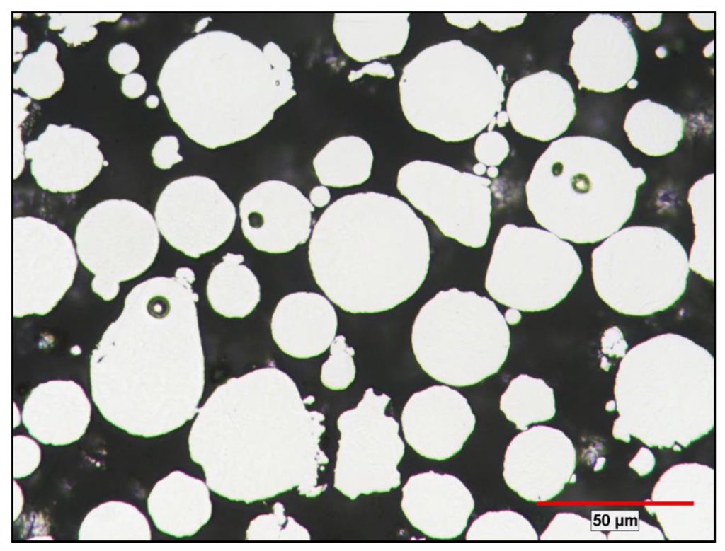 Fig. 21 Cross-sections of a maraging steel powder metallographically prepared and imaged (unetched) [6]