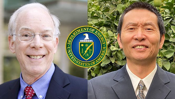 A $900K grant has been awarded to UCLA Samueli School of Engineering researchers, led by Bruce Dunn (left) and Morris Wang (right), to demonstrate a new design and 3D printing process for manufacturing lithium-ion batteries (Courtesy UCLA)