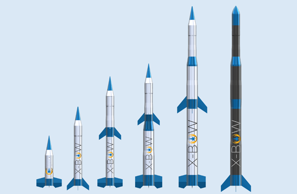 X-Bow Systems has launched its Bolt rocket, the first vehicle from its suite of modular boost rockets featuring metal 3D printed parts (Courtesy X-Bow Systems)