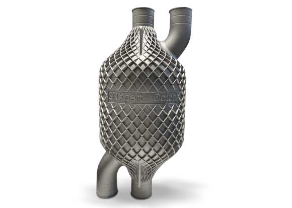 An additively manufactured heat exchanger produced using Oqton’s 3DXpert software (Courtesy Oqton)