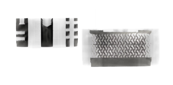 Lumafield technology can be used to see within threads and channels (left) or the details of lattice structures (right) of 3D printed parts. The above part is from a case study between Lumafield and rms Company (Courtesy Lumafield)