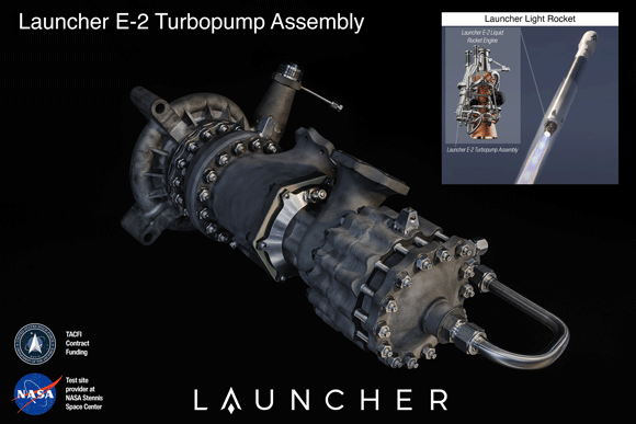 Launcher has successfully tested the turbopump assembly on its 3D printed E-2 rocket engine (Courtesy Launcher)