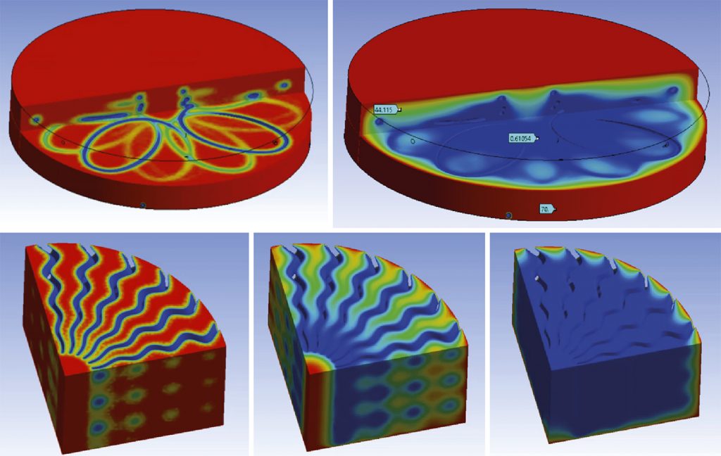 Fig. 7 Transient analysis of cooling performance for spiral line and hollow periodic fin radial array