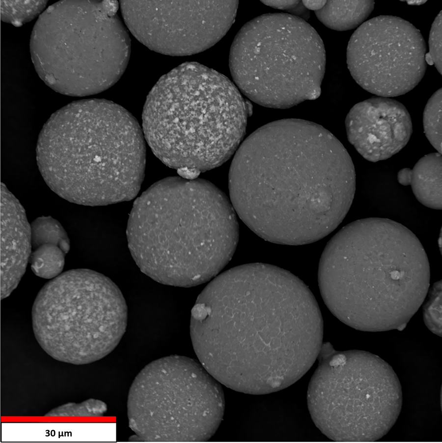 Fig. 8 SEM image of trial powders atomised to NanoAL’s specification