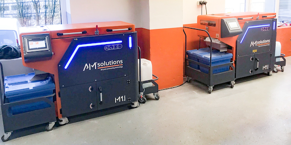 Klaus Stöcker has purchased a second M1 surface smoothing machine from AM Solutions to post-process metal components (Courtesy AM Solutions)