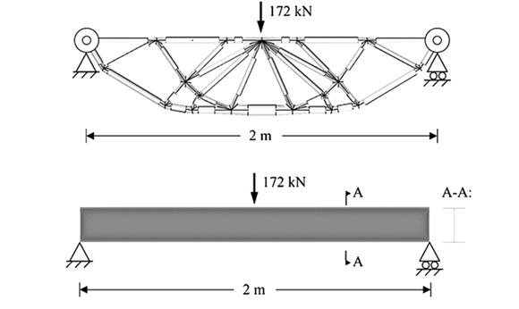 The topologically optimised WAAM beam (top) compared to the conventional hot-rolled I beam (Courtesy Journal of Cleaner Production)