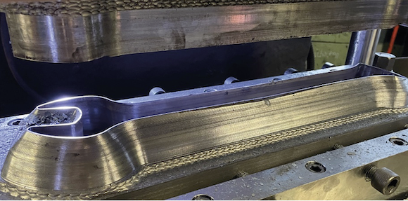 A shearing tool, which removes burrs after drop forging, was additively manufactured using DED-Arc (Courtesy Gefertec)