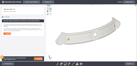 Protolabs has released a Design for Manufacturability analysis platform for 3D printing users across Europe (Courtesy Protolabs) 