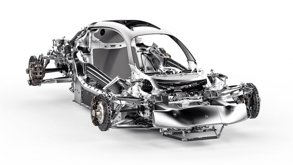 The Czinger 21C incorporates over 350 metal additively manufactured components and structures throughout the car, from the vehicle’s chassis to brake, suspension and exhaust components (Courtesy Czinger Vehicles)