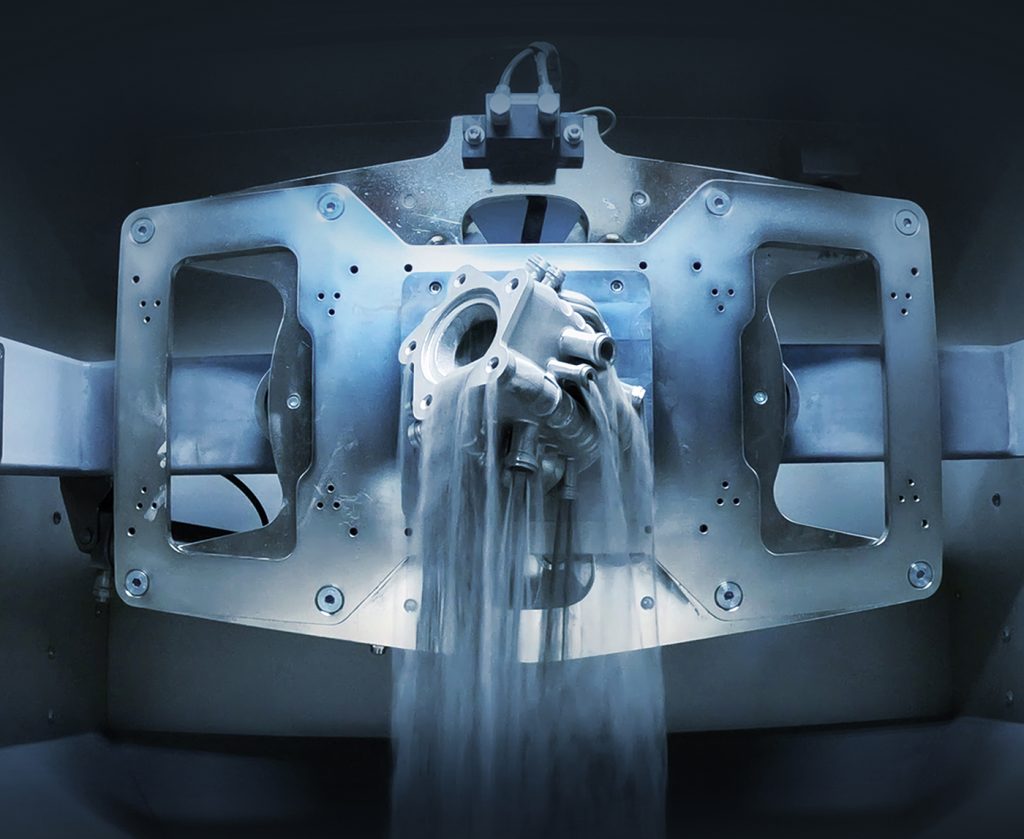 Fig. 2 The automation of the depowdering process is one step towards the complete automation of metal Additive Manufacturing (Courtesy Solukon)