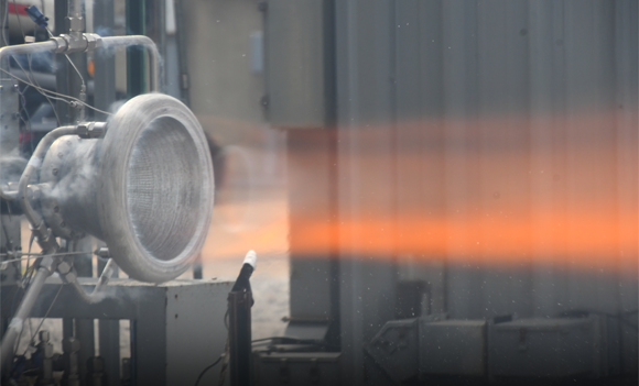 The RAMFIRE nozzle hot fire test (Courtesy NASA)