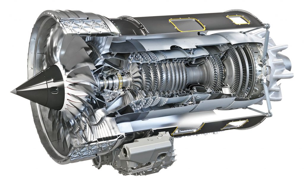 The Pearl 15 engine – the circled area marks the position of MIM compressor vanes (Courtesy Rolls-Royce)