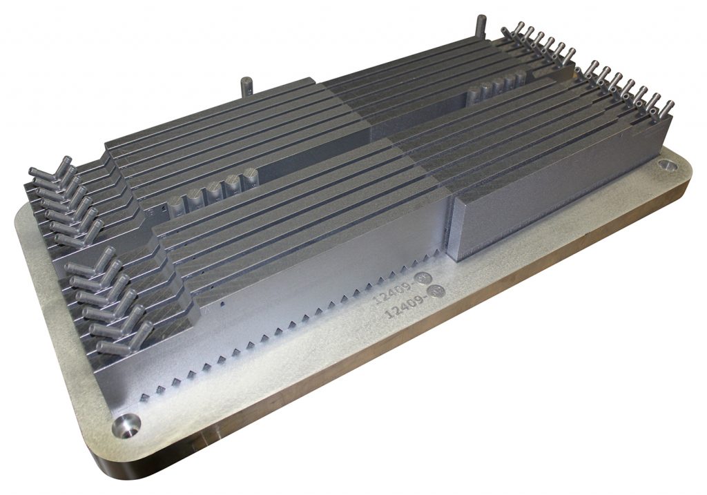 Fig. 4 AlSi10Mg PBF-LB parts prior to removal from the build plate
(Courtesy Northrop Grumman)