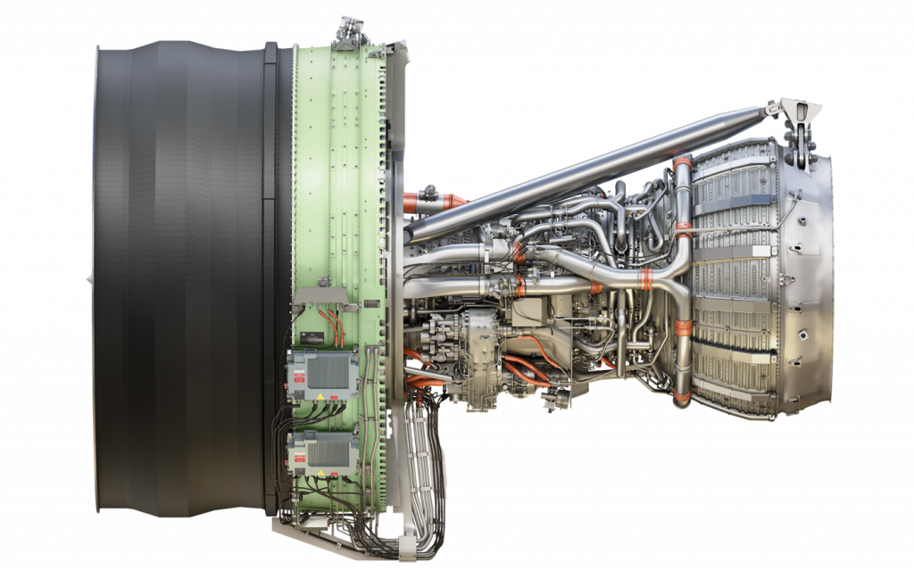 Fig. 6 The GE9X turbofan uses metal AM for parts including fuel nozzles, heat exchangers, sensor housings, combustor mixers, inducers and Stage 5 and Stage 6 low pressure turbine (LPT) blades (Courtesy GE Aerospace)