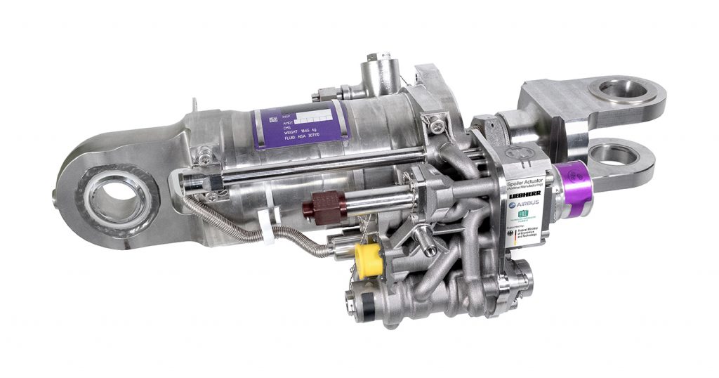 Fig. 9 A PBF-LB part on a spoiler actuator flight control system used on the Airbus A380 (Courtesy Liebherr)