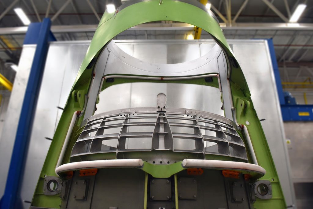 Fig. 11 An additively manufactured thrust reverser cascade array (Courtesy Collins Aerospace)