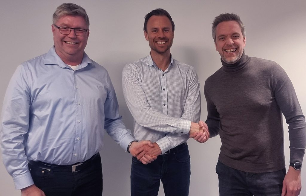 Fig. 17 From left: Kyrre Sørensen, Aker BP, Thomas Borgen, Ocean Cluster Helgeland and Hans Holand, Equinor, entered into a cooperation agreement regarding the establishment of Industrial AM (Courtesy Industrial AM AS)