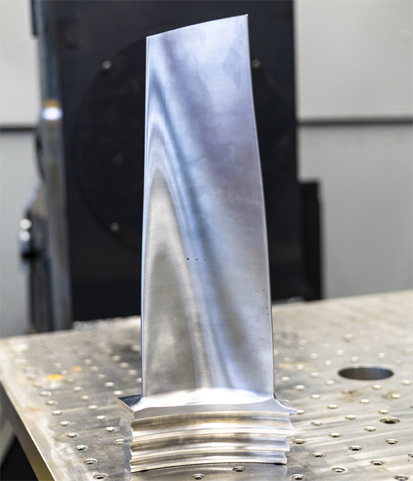 The large steam turbine blade is made from a steel alloy (Courtesy Carlos Jones/ORNL) 