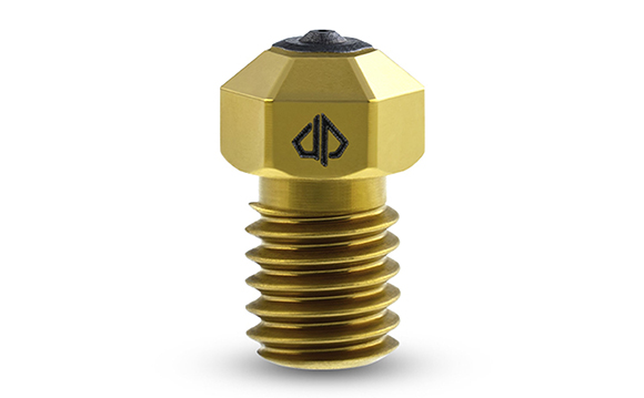 The DIANOZ nozzle is equipped with a diamond tip to improve wear-resistance and thermal conductivity (Courtesy Gühring)