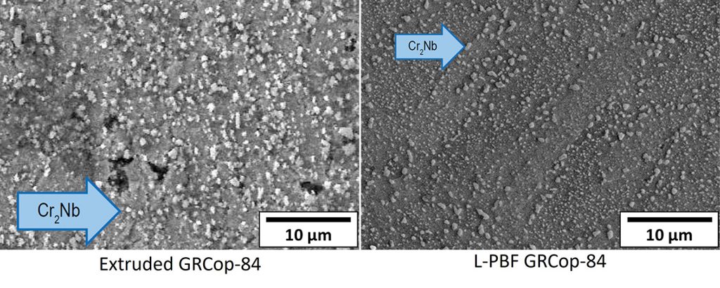 Fig. 6 Micrographs showing more refined Cr2Nb particles in PBF-LB GRCop-84 (Courtesy NASA)