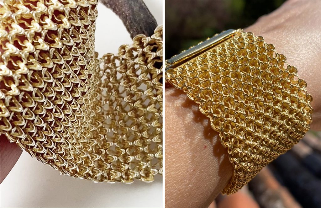 Fig. 7 The 'Arabesque' bracelet, designed by Michela Ferraro. Manufactured by PBF-LB, the bracelet replicates the feel and look of velvet fabric in metal (Courtesy Michela Ferraro)