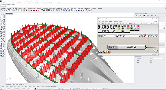 The geometry of the spike plates is developed using software and automatically aligned with the topography of the individual shoes (Courtesy BMW)  