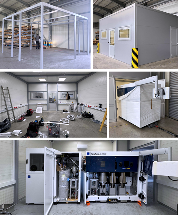 Stinako constructed a new clean room with dedicated air conditioning, humidity control and video surveillance for its new Trumpf TruPrint 3000 Additive Manufacturing machine (Courtesy Stinako)