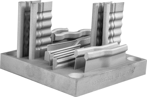The build plate with tyre sipe mold inserts (Courtesy AddUp)