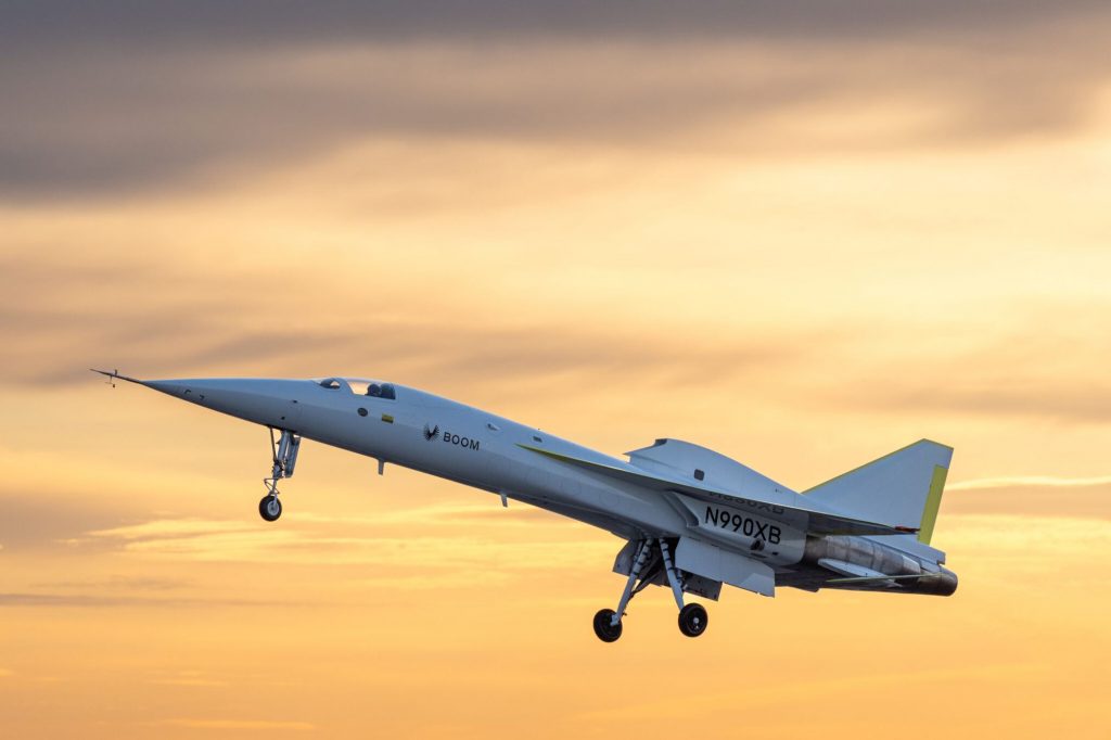 XB-1 takes off on its inaugural flight (Courtesy Boom Supersonic)