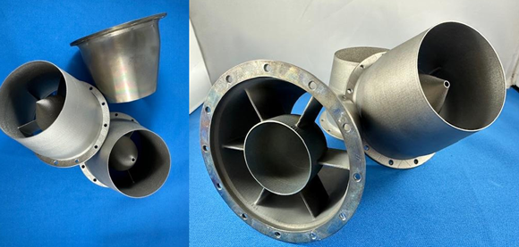 Turbine exhaust nozzle prototypes in test (Courtesy Aurora Labs)