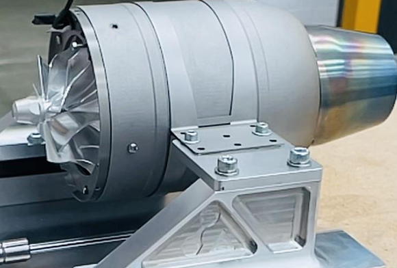 The additively manufactured gas turbine is being readied for inspection after a successful test fire (Courtesy Aurora Labs)