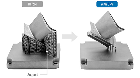 This turbine blade was produced with 99.8% less support structures (Courtesy Farsoon)