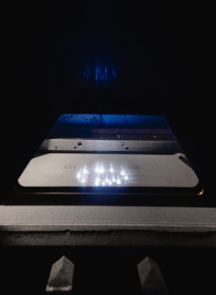 Fig. 4 A Calibur3 machine in operation. With NeuBeam, users can have thirty-two to sixty-four simultaneously active melt pools (Courtesy Wayland Additive) 