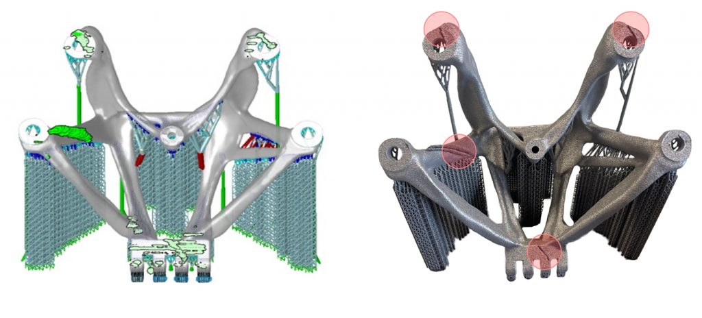 Fig. 9 Example of validation between a build with anomalies and the detected anomalies using the AI strategy with volumetric aggregation (Courtesy Oqton/Baker Hughes)