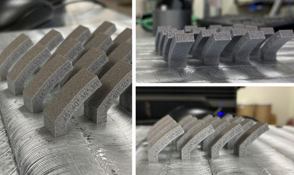 Renishaw users were able to successfully additively manufacture coupons with overhangs down to 30° support-free (Courtesy Dyndrite)